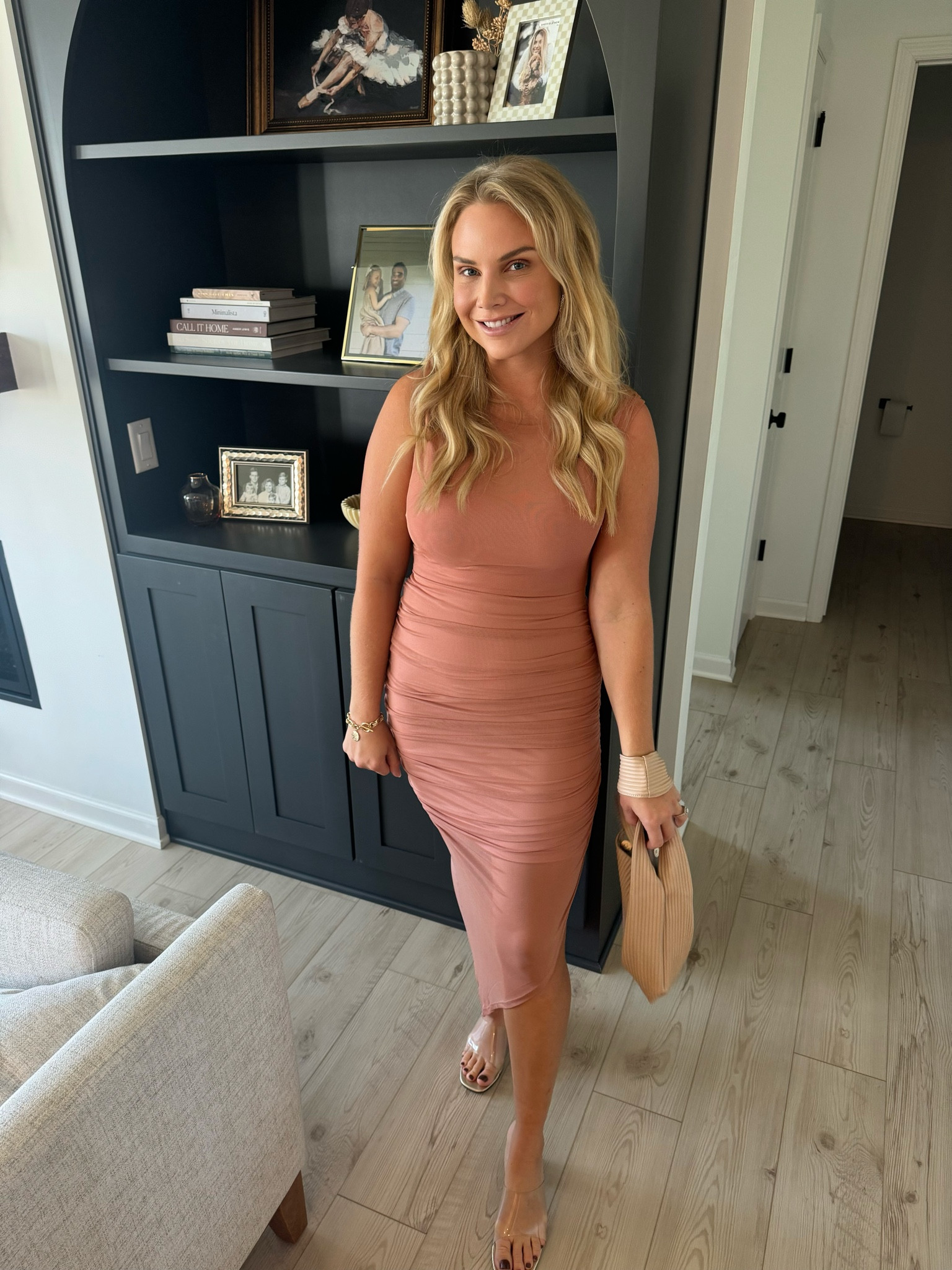 Wedding guest dress. Hello Molly! MIDI, high top, clear heels, going out. Cocktail dress. Fall. Purse. 

#LTKSeasonal #LTKStyleTip #LTKWedding