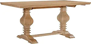 Powell Rustic Honey Solid Pine Double Pedestal Design Dining Sophia Table | Amazon (US)