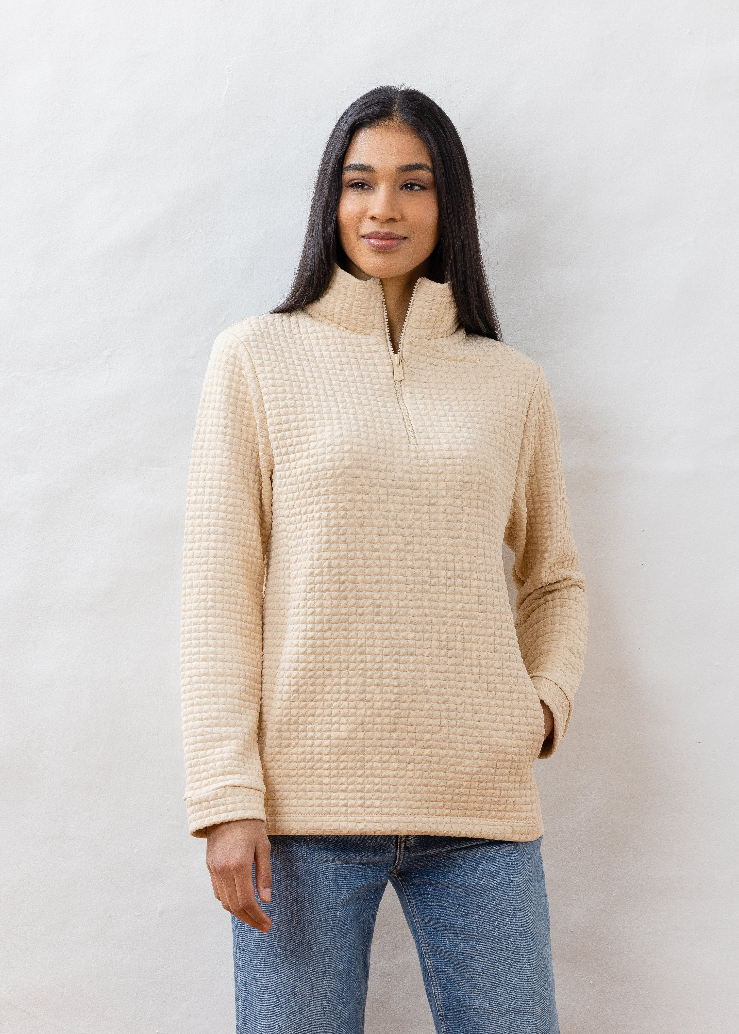 Pocomo Pullover in Waffle Jersey (Natural Blush) | Dudley Stephens