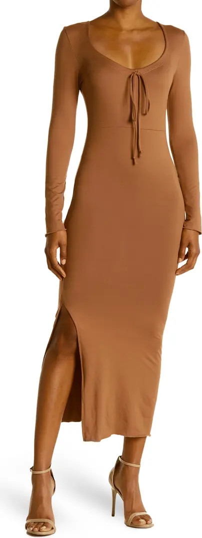 VELVET TORCH Ribbed Tie Front Midi Dress | Nordstromrack | Nordstrom Rack