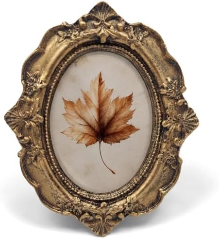 Maple Fall Small Oval Picture Frame, Vintage Orange Bronze Photo Frame, Rustic Farmhouse Autumn M... | Amazon (US)