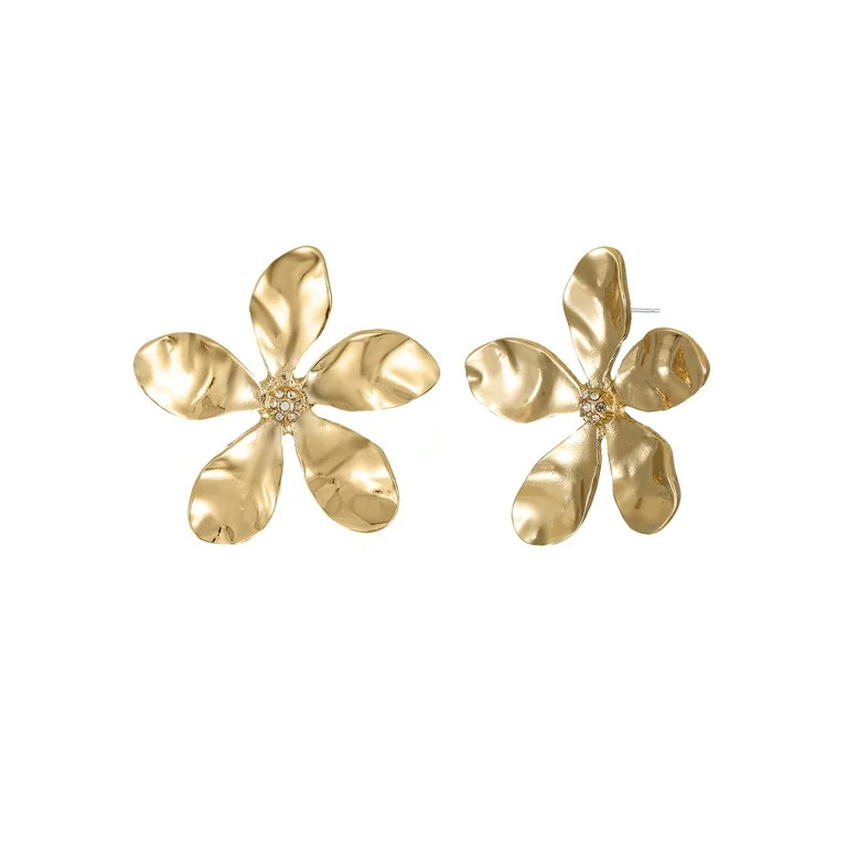 Time and Tru Goldtone Floral Motif Earrings, 1 Pair | Walmart (US)