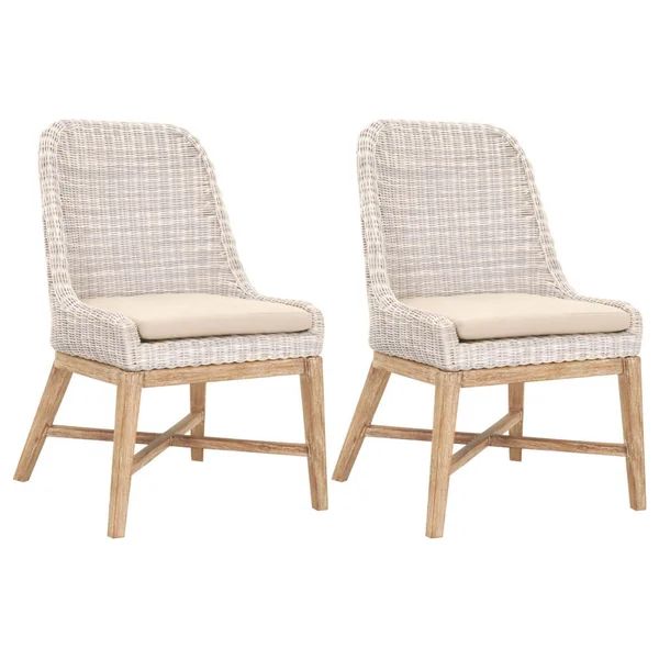 Cross Back Stacking Side Chair in Cream & White Wicker, Light Gray, Natural Gray Mahogany | Wayfair Professional