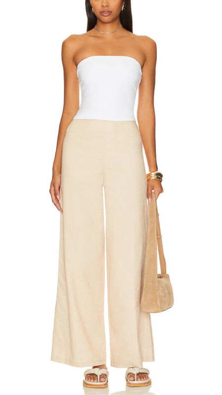 Dress Up, Dress Down, Strapless Tops, Tube Top, Linen Pants, Tailored Pants, Beige Pants, Sandals, Bags, Workwear, Date Night, Resort, Vacation Outfit 

#LTKshoecrush #LTKfindsunder100 #LTKstyletip