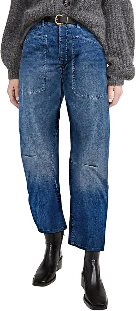 EVALESS Womens Baggy Barrel Jeans High Waisted Wide Leg Boyfriend Denim Ankle Pants | Amazon (US)