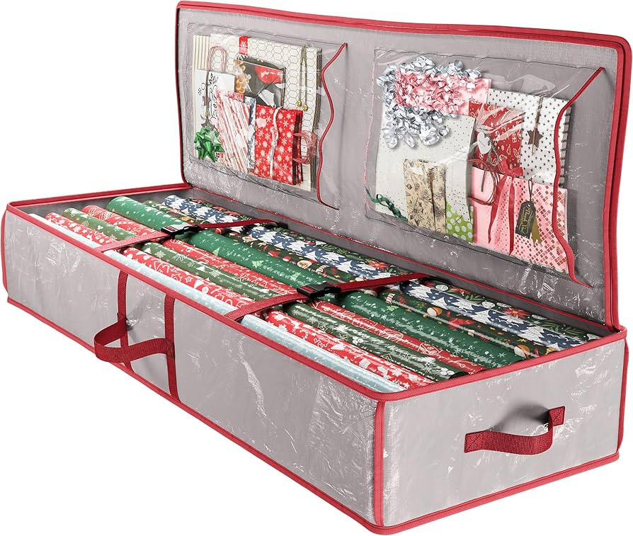 Heavy Duty Wrapping Paper Organizer Storage Bag Grey - Christmas Storage Organizer For Wrapping P... | Amazon (US)