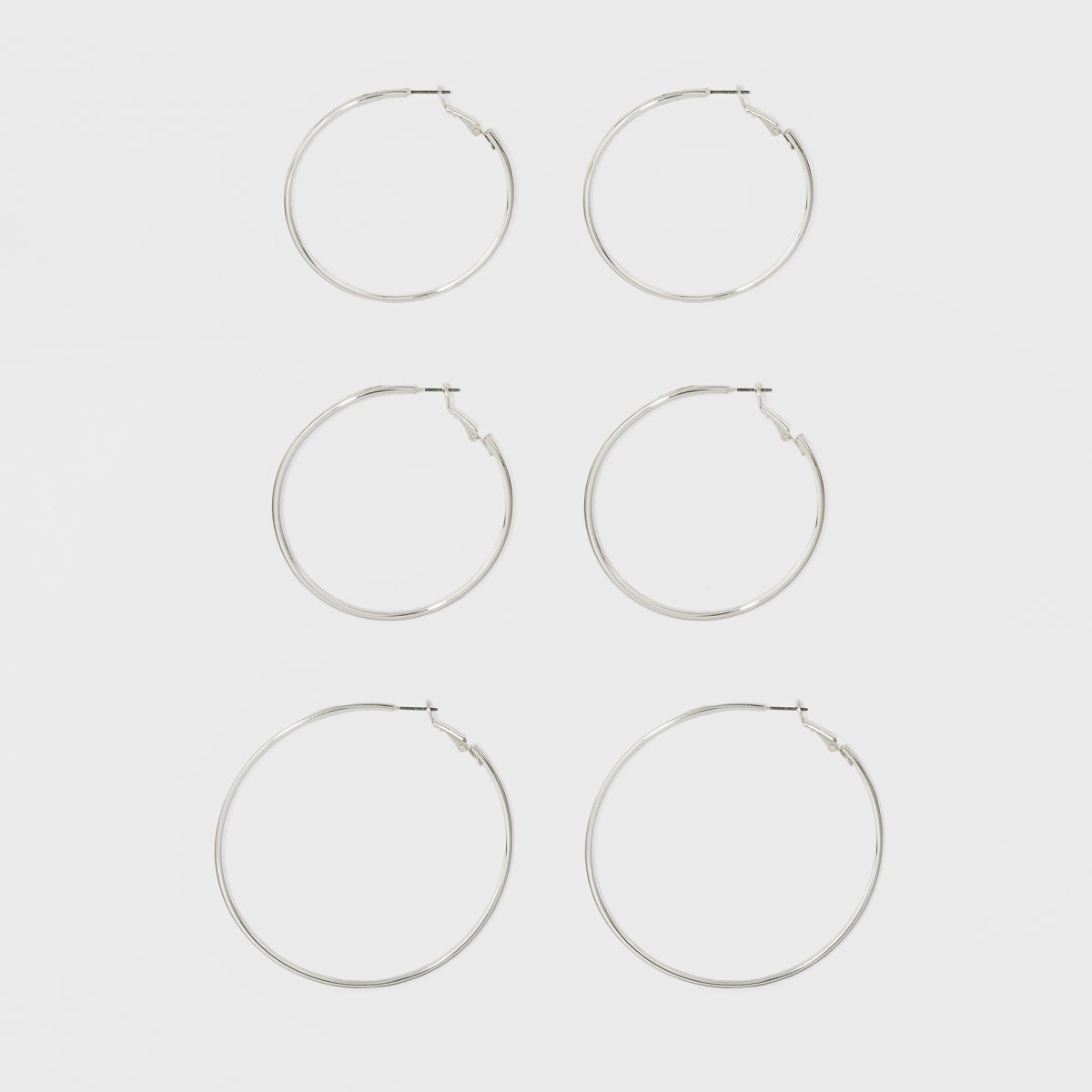 Thin Clickback Hoop Earring Set 3ct - A New Day™ Silver | Target