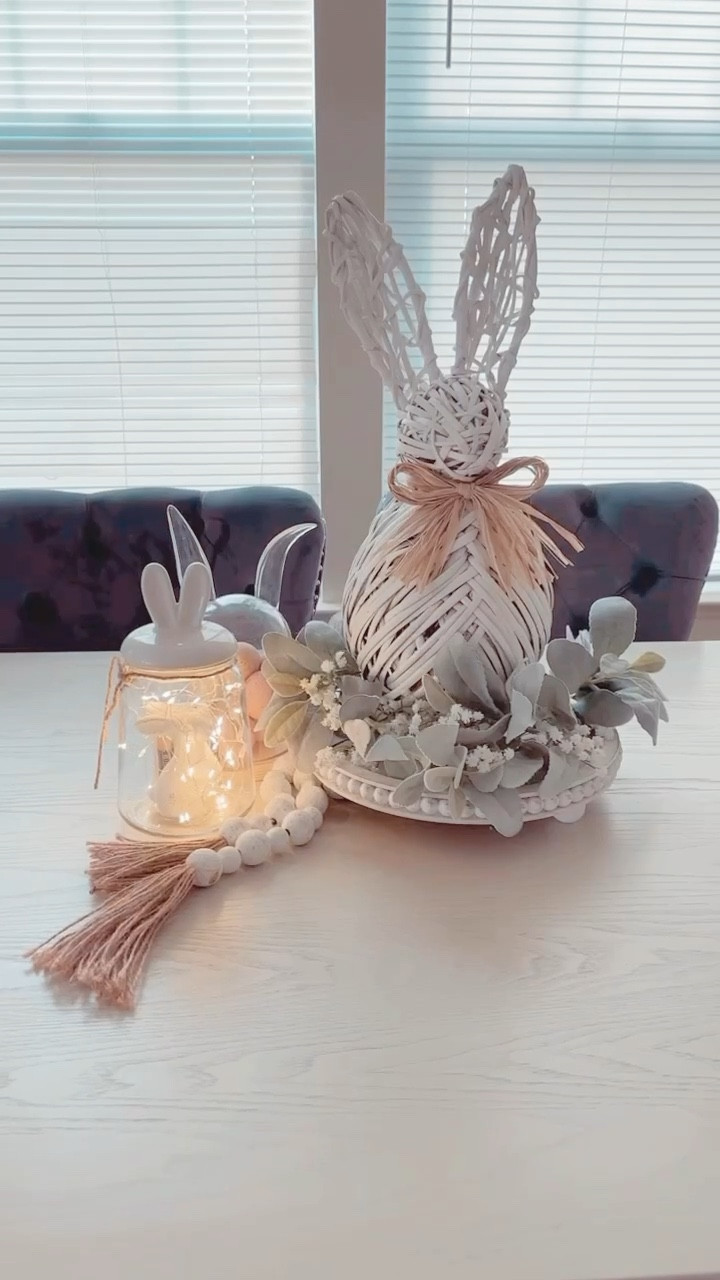 Easy Easter Bunny centrepiece for under $50!! These rattan bunnies are everything this Easter! Perfect for both indoor & outdoor use. Priced at only $24.99 they are a must have!! Follow for more! 🫶🏻

#LTKfindsunder50 #LTKhome #LTKVideo