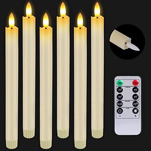 HINZER Flameless Taper Candles With Remote & Timer Battery Operated Candles 6 Pcs Real Wax LED Wa... | Amazon (US)
