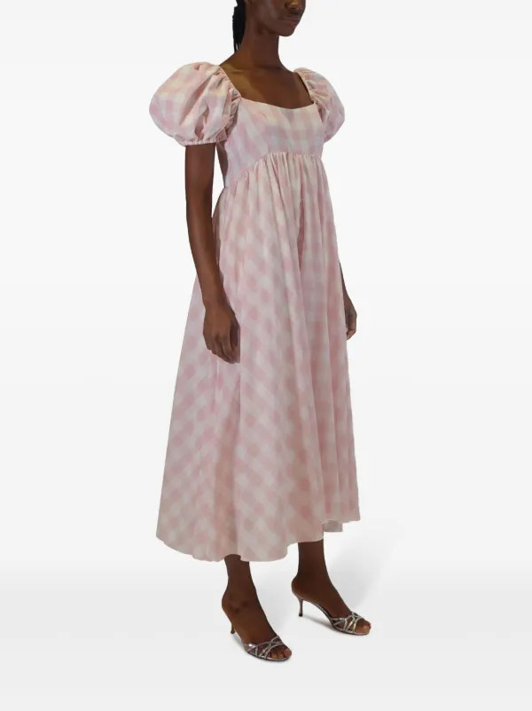 AZEEZA Rory Gingham Midi Dress | Pink | FARFETCH | Farfetch Global