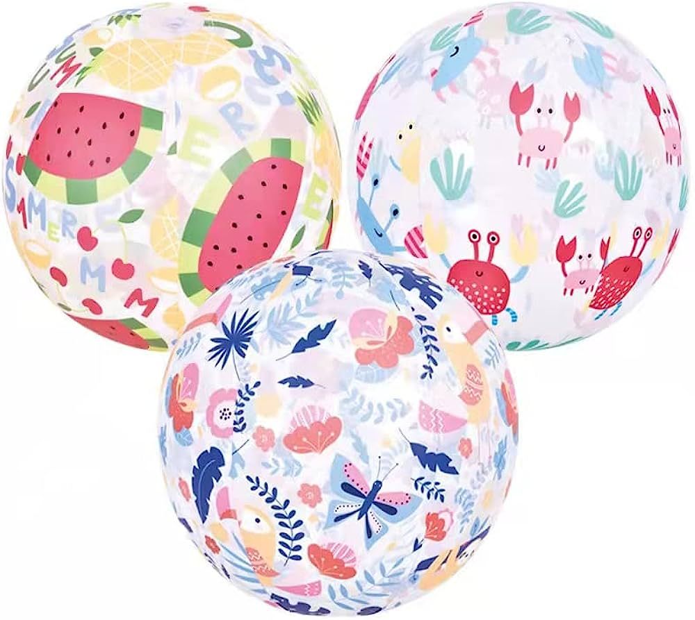 Inflatable Beach Balls, 3 Pack Beach Ball Swimming Pool Toys for Kids Water Fun | Amazon (US)