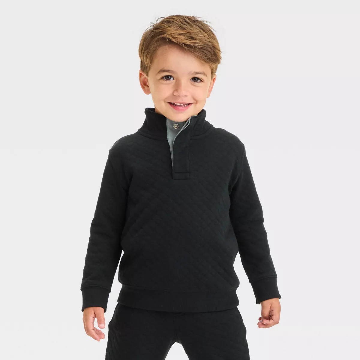 Toddler Boys' Quilted Mock Neck Pullover Sweatshirt - Cat & Jack™ | Target