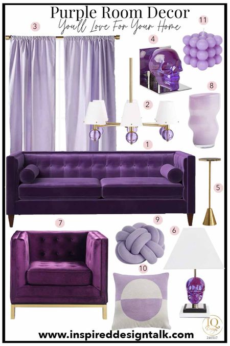 Purple home decor to update you living room, bedroom, or home office. Purple throw pillows, curtains, turtle sofa, table lamp, chandelier 

#LTKhome #LTKover40 #LTKstyletip