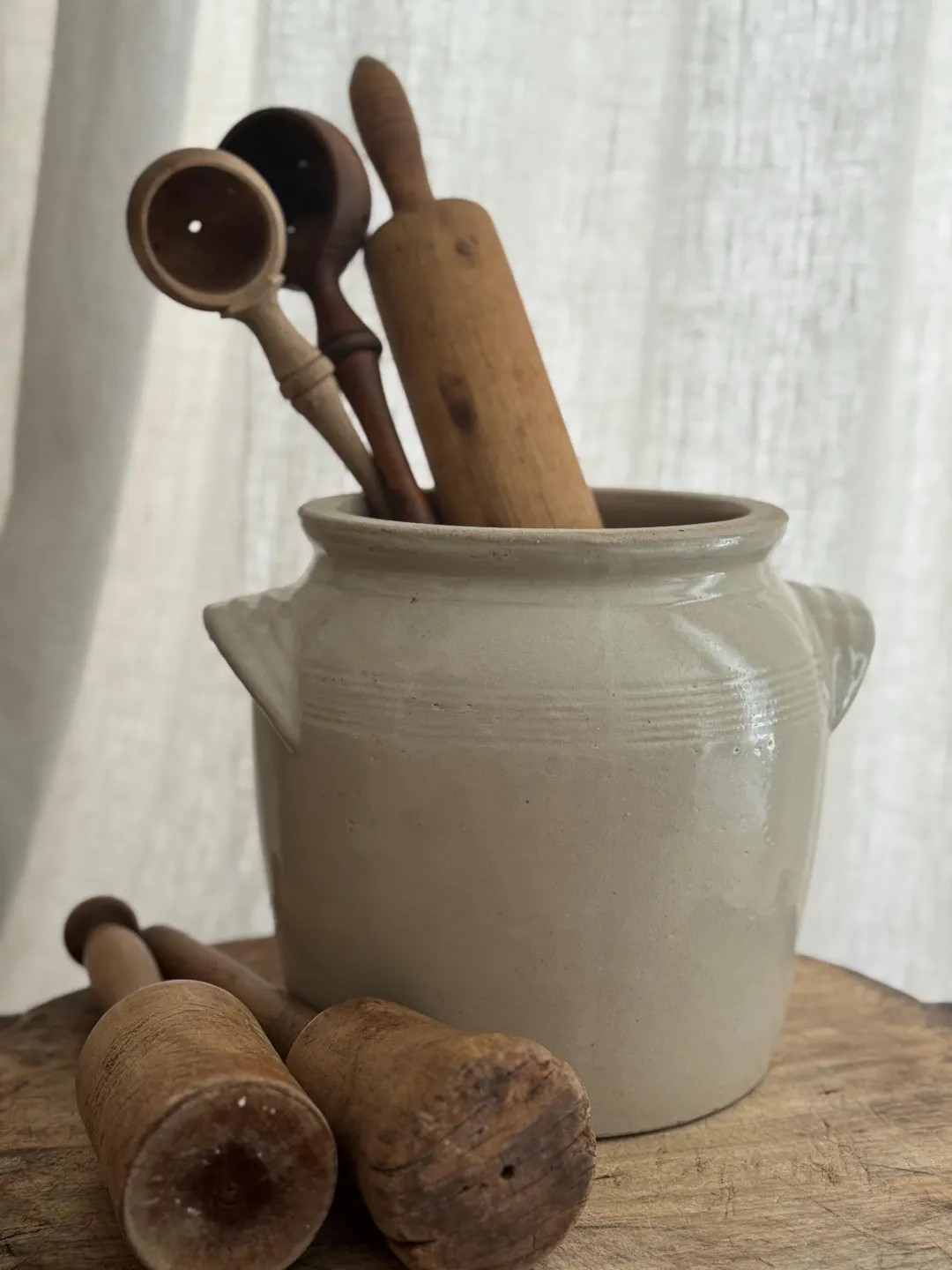 Antique French Confit Pot With Handles — 8.25” Tall | Cream Glazed Earthenware - Etsy | Etsy (US)