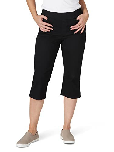 Chic Classic Collection Women's Easy Fit Elastic Waist Pull-On Capri, Black Denim, 12 | Amazon (US)