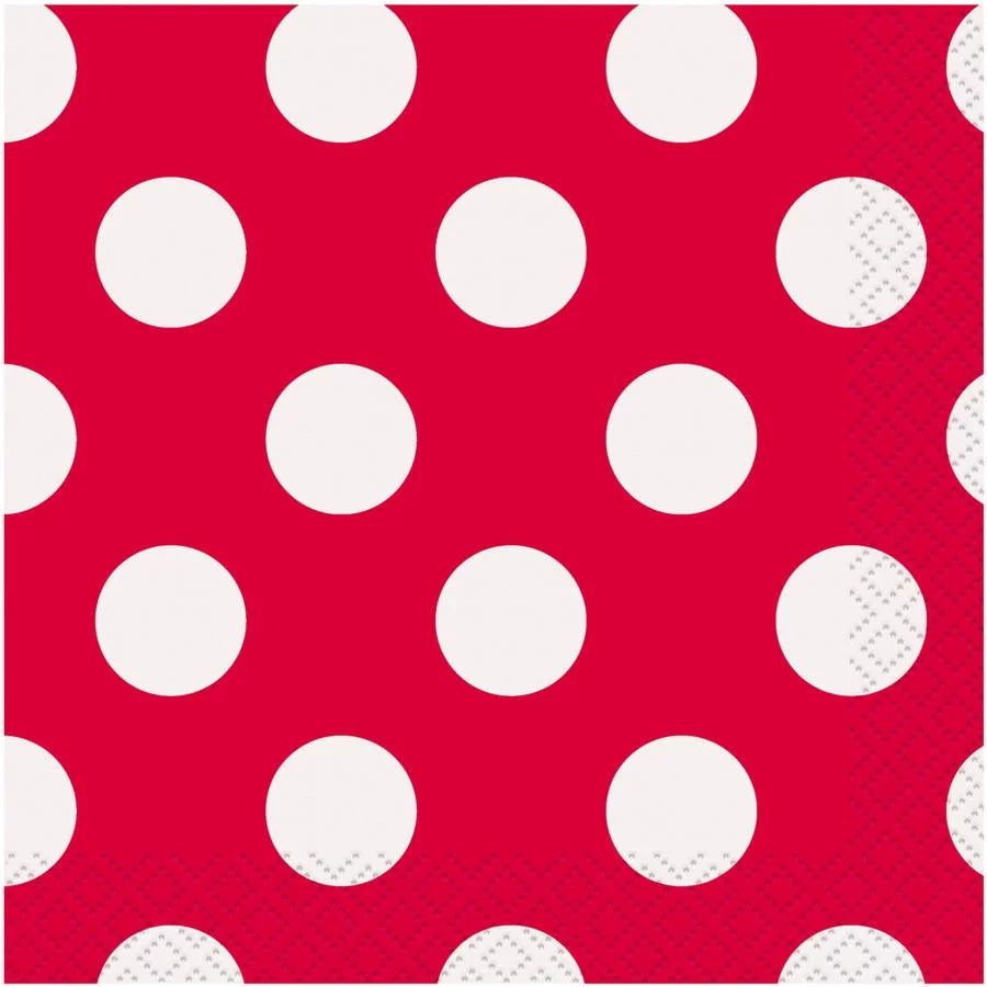 Red Polka Dot Paper Luncheon Napkins, 6.5in, 45ct | Walmart (US)