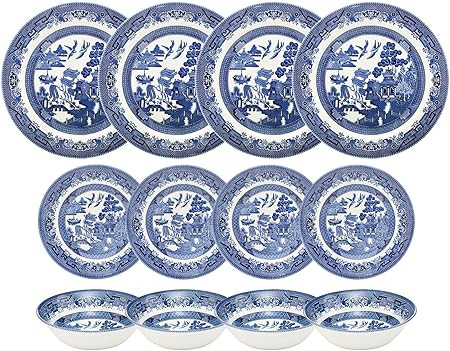 Churchill Blue Willow 12 Piece Dinner Set | Amazon (US)