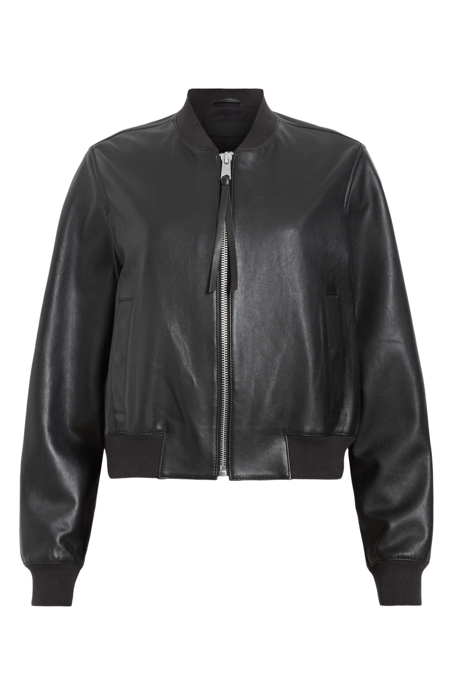 AllSaints Orten Leather Bomber Jacket | Nordstrom | Nordstrom