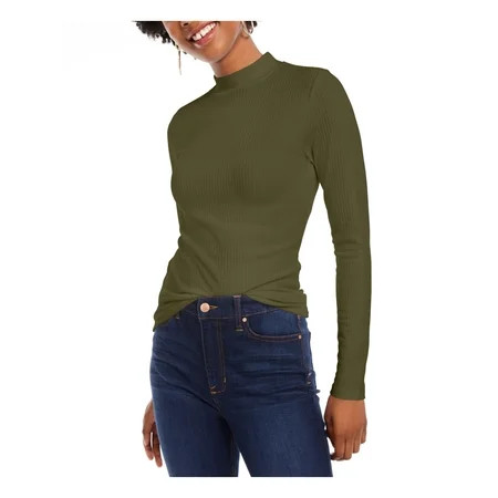 PLANET GOLD Womens Green Long Sleeve Mock Top Size L | Walmart (US)