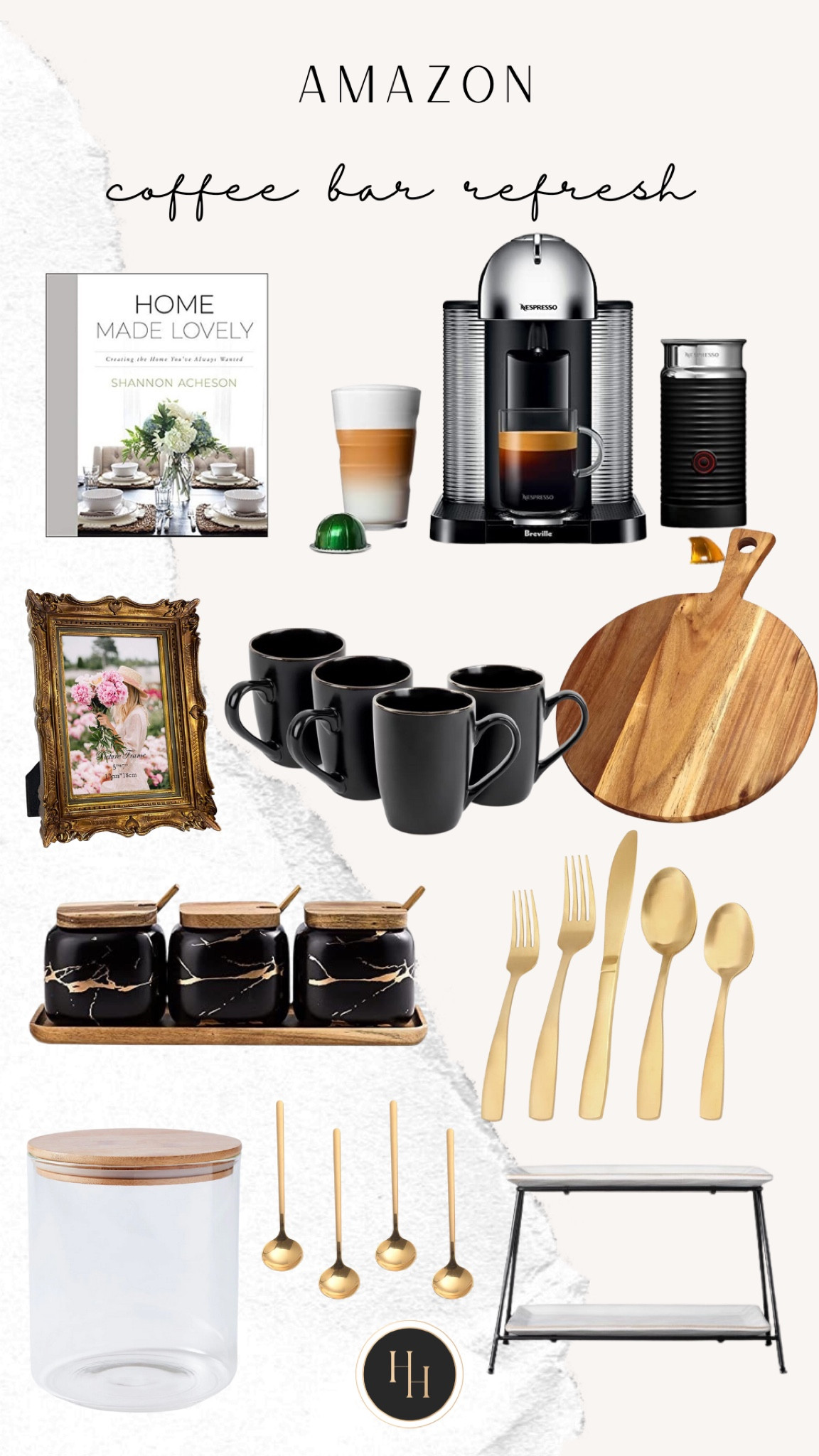AMAZON 
coffee bar refresh

New Year, refresh, coffee bar, counter, nespresso, coffee table book, frame, mugs, wood cutting board, utensils, gold, canister, tiered tray

#LTKFind #LTKhome #LTKstyletip