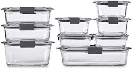 Rubbermaid Brilliance Glass Storage Set of 9 Food Containers with Lids (18 Pieces Total), Set, As... | Amazon (US)