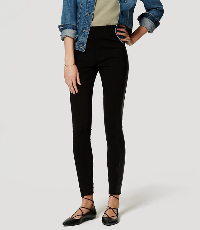 Faux Leather Seamed Ponte Leggings | LOFT