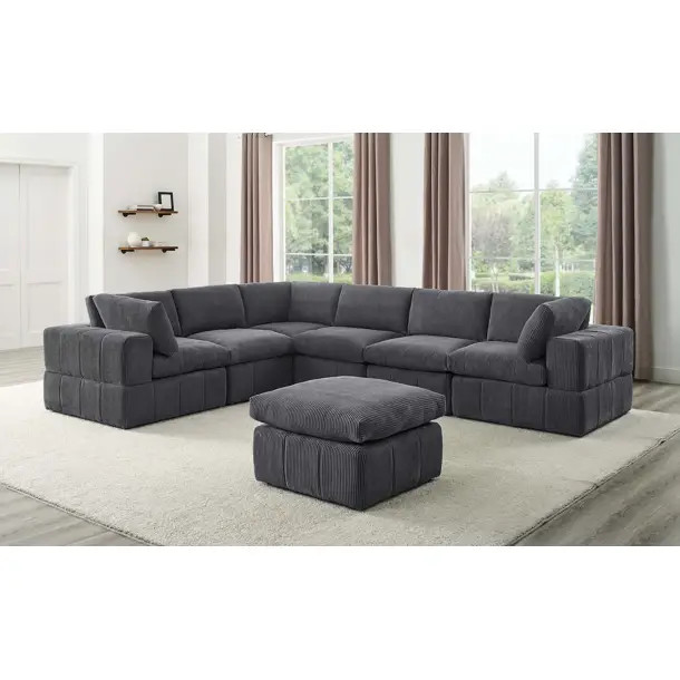Amy-Grace 7 - Piece Corduroy Sectional | Wayfair North America