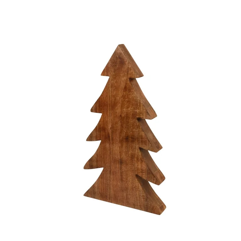 Natural Wood Christmas Tree Tabletop Decoration, Brown, 23.5", by Holiday Time | Walmart (US)