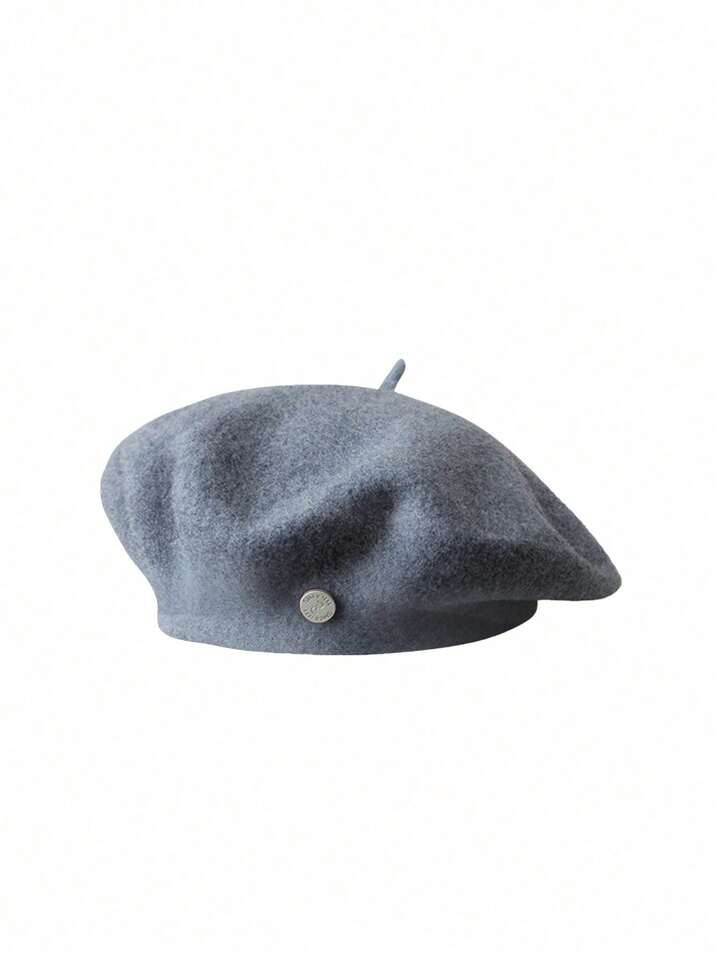 BREITER 1pc Women's Minimalist Candy Color Luxurious Wool Knitted Beret Hat, Classic Versatile Retro Artistic Style, Suitable For Daily, Party, Festival, Gift, Autumn/Winter | SHEIN