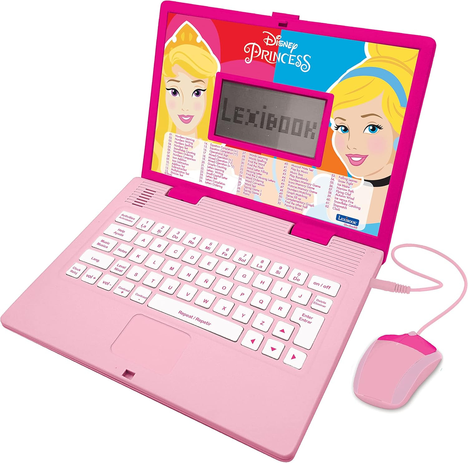 Lexibook Disney Princess - Educational and Bilingual Laptop Spanish/English - Girls Toy with 124 Activities to Learn, Play Games and Music - Pink JC598DPi2 | Amazon (US)