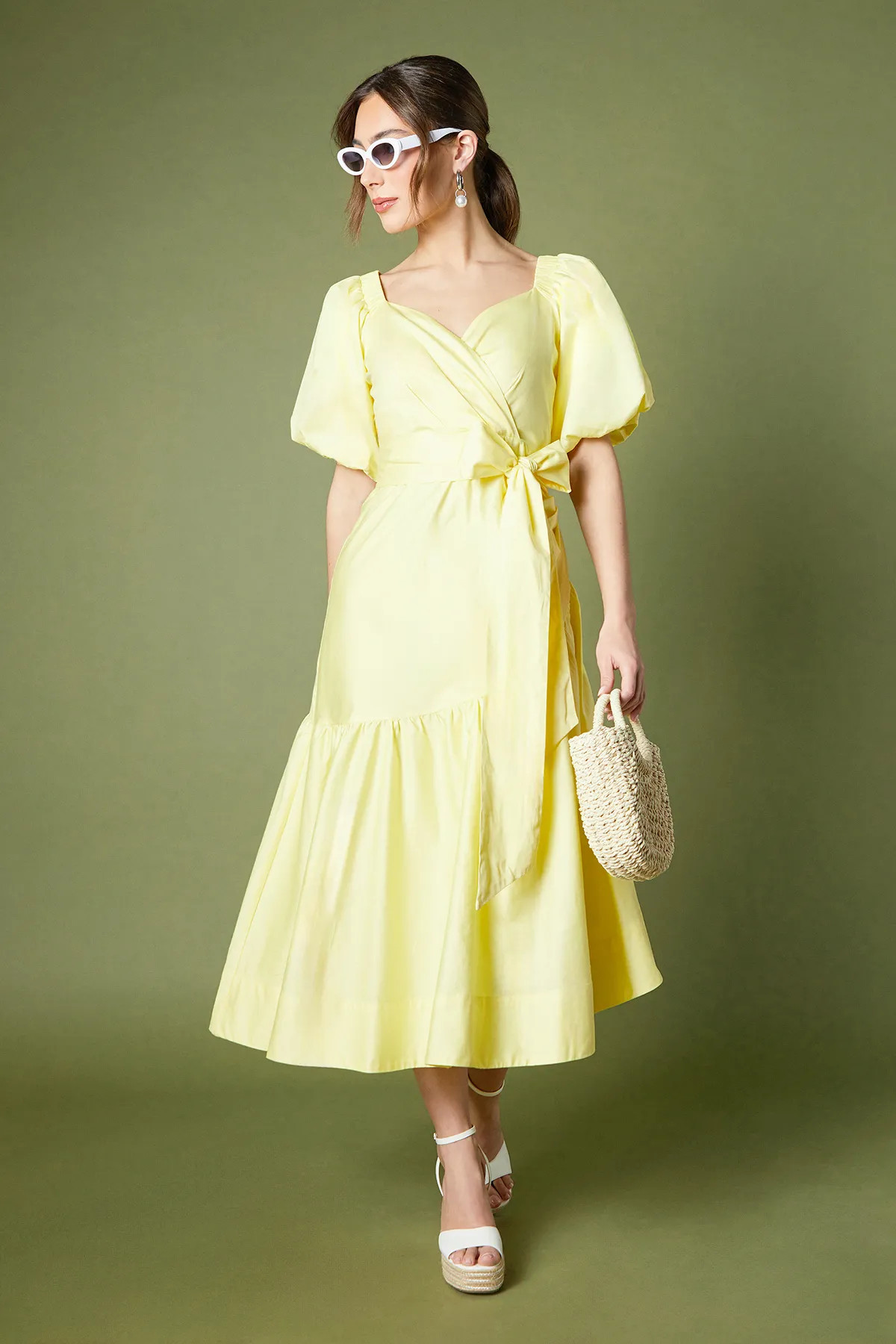 Puff Sleeve Midi Dress | boohoo (US & Canada)