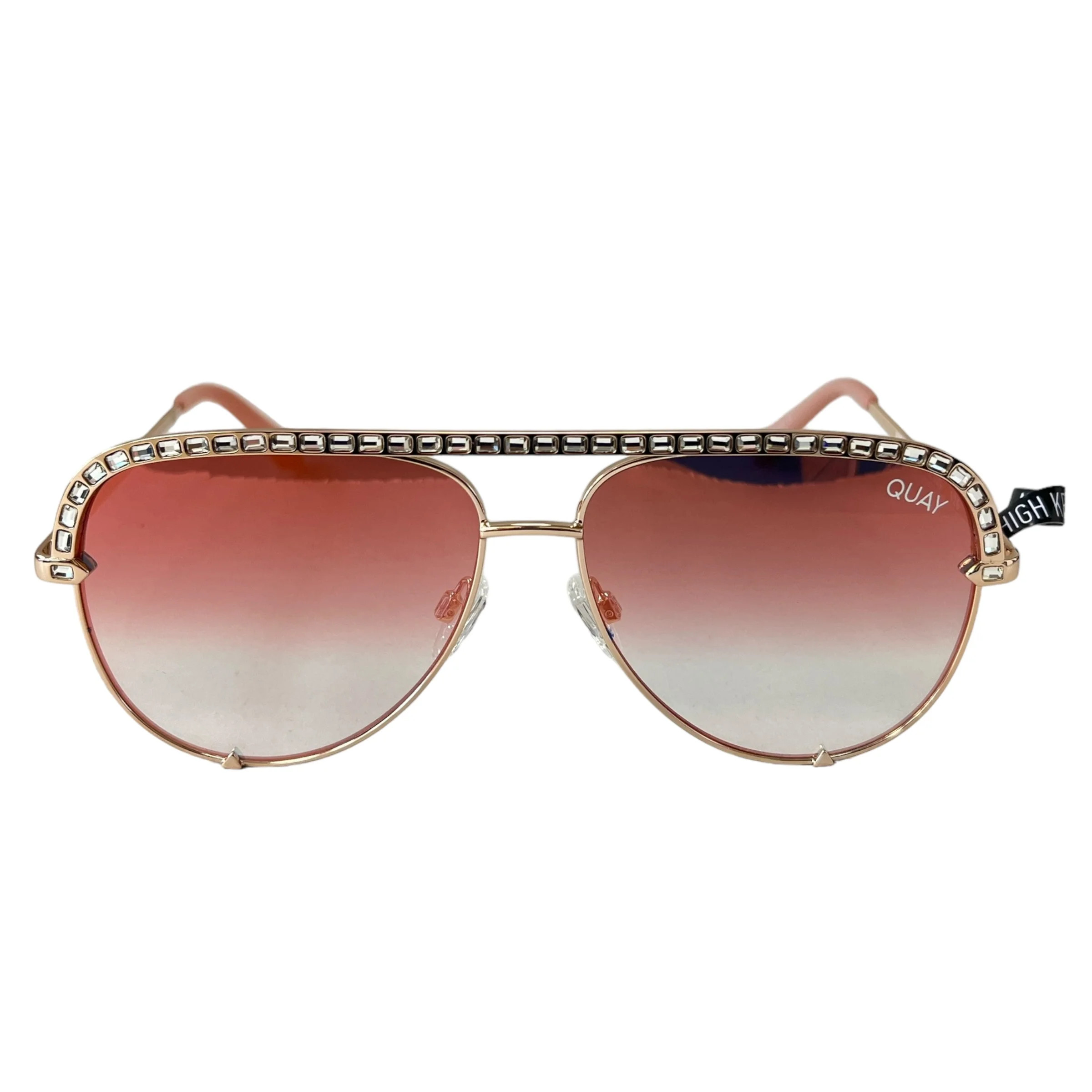 Quay Australia Non-Polarized Unisex High Key Mini Bling Aviator Sunglasses, Rose Copper Fade | Walmart (US)