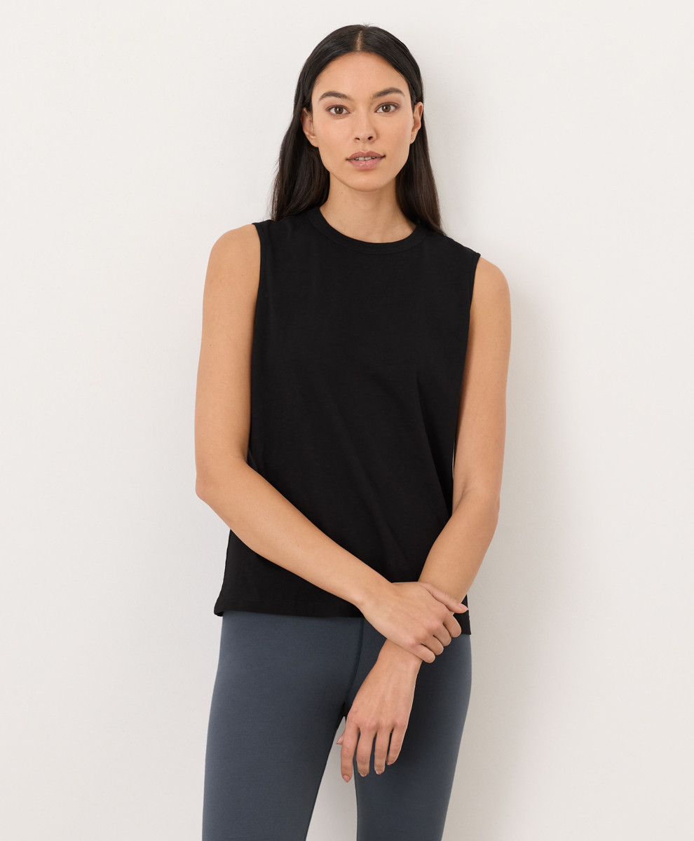 Women's Black Soft-Slub Essential Tank L | Pact Apparel