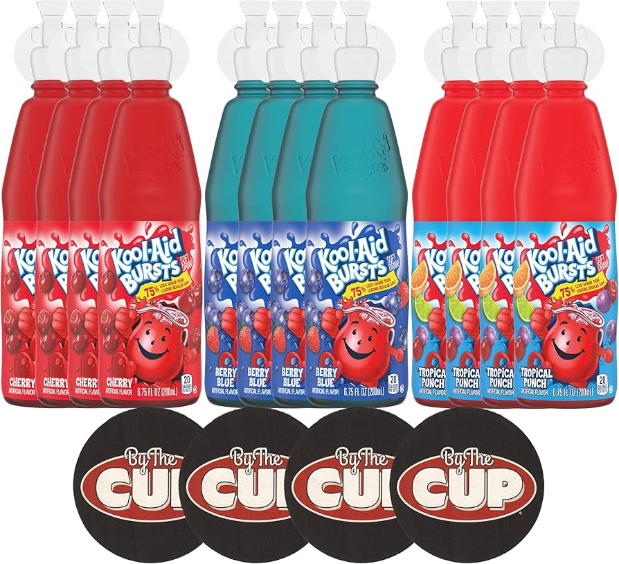 Kool-Aid Burst Soft Drink Variety Includes: Cherry, Berry Blue and Tropical Punch, 6.75 fl oz, 4 ... | Amazon (US)