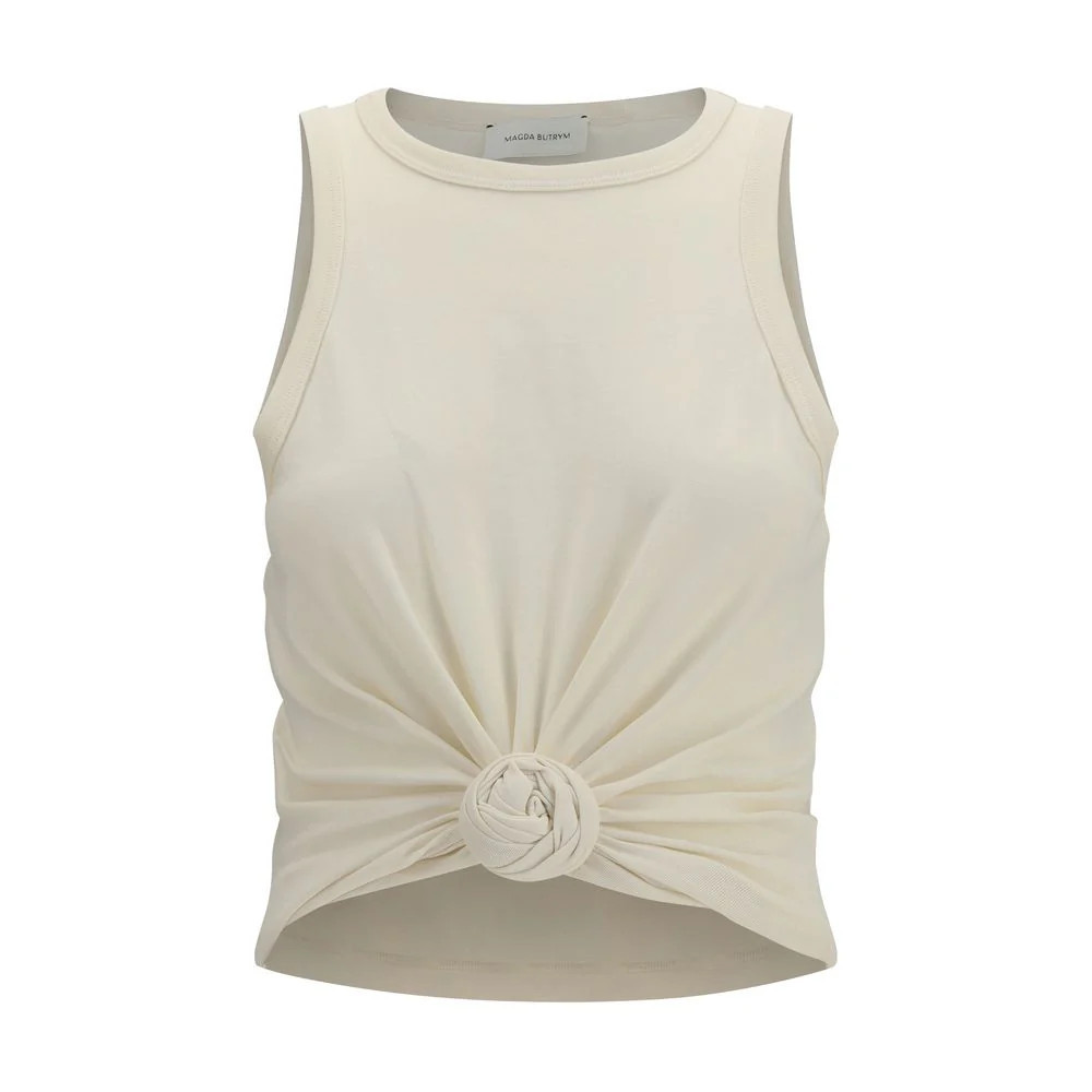 Magda Butrym Knotted Cotton Tank Top — Beige | Italist Inc.