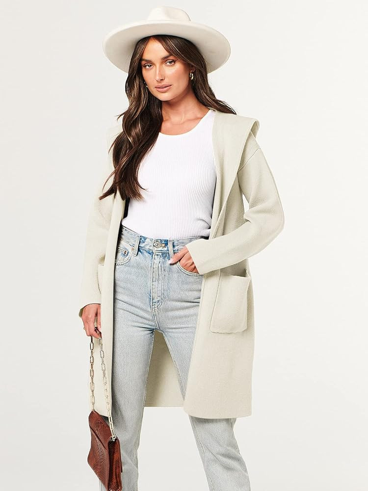 Cardigan for Women Open Front Oversized Hoodie Sweater Coat Casual Pockets Knit Coatigan Jacket 2023 | Amazon (US)