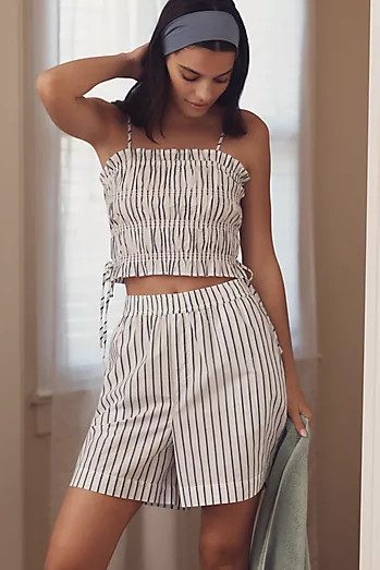 By Anthropologie Ruched Tie Crop Top | Anthropologie (US)