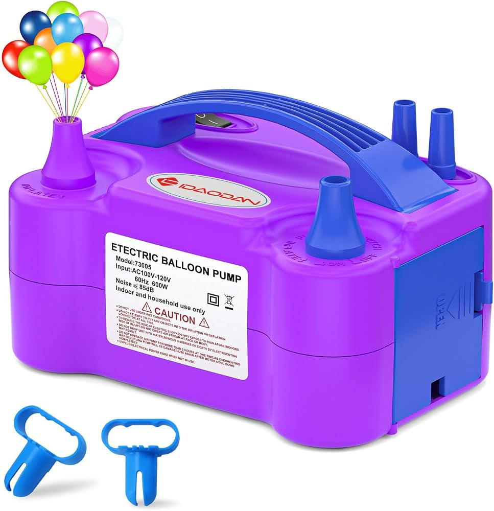 IDAODAN Electric Balloon Pump, Portable Electric Balloon Blower Machine Balloon Air Pump Dual Noz... | Amazon (US)