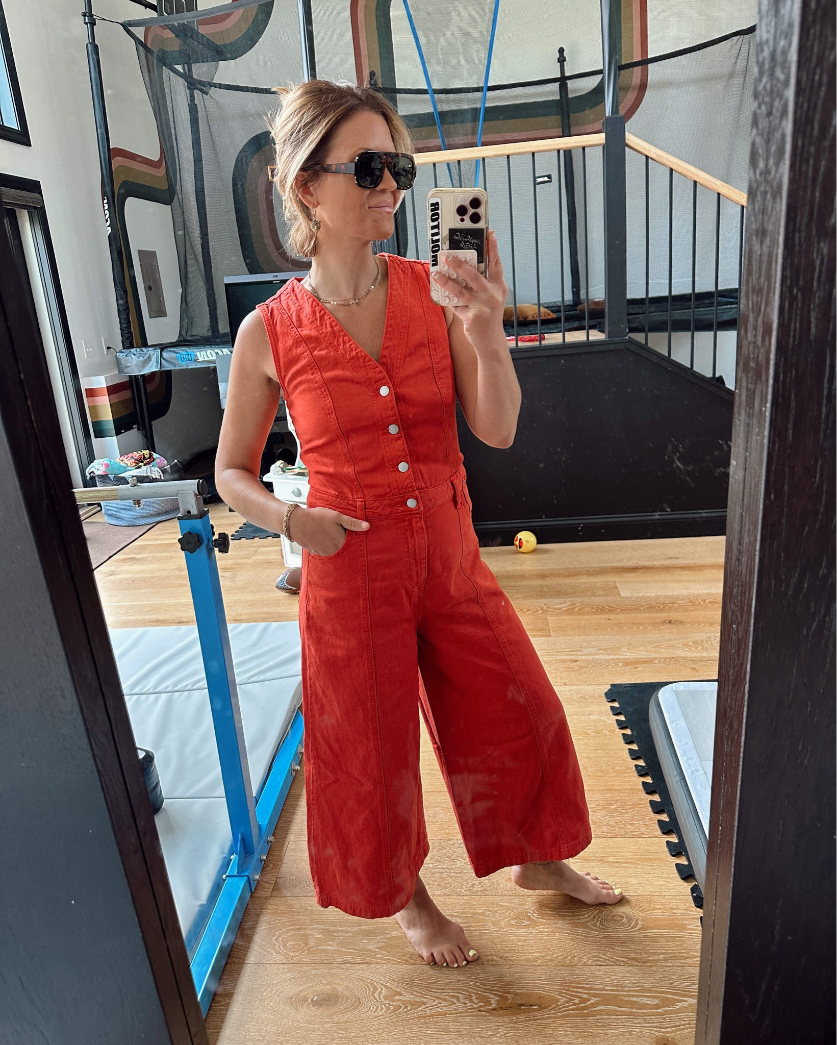 This Jean romper is everything! Just scooped up and true to size. Wearing a size 2. 