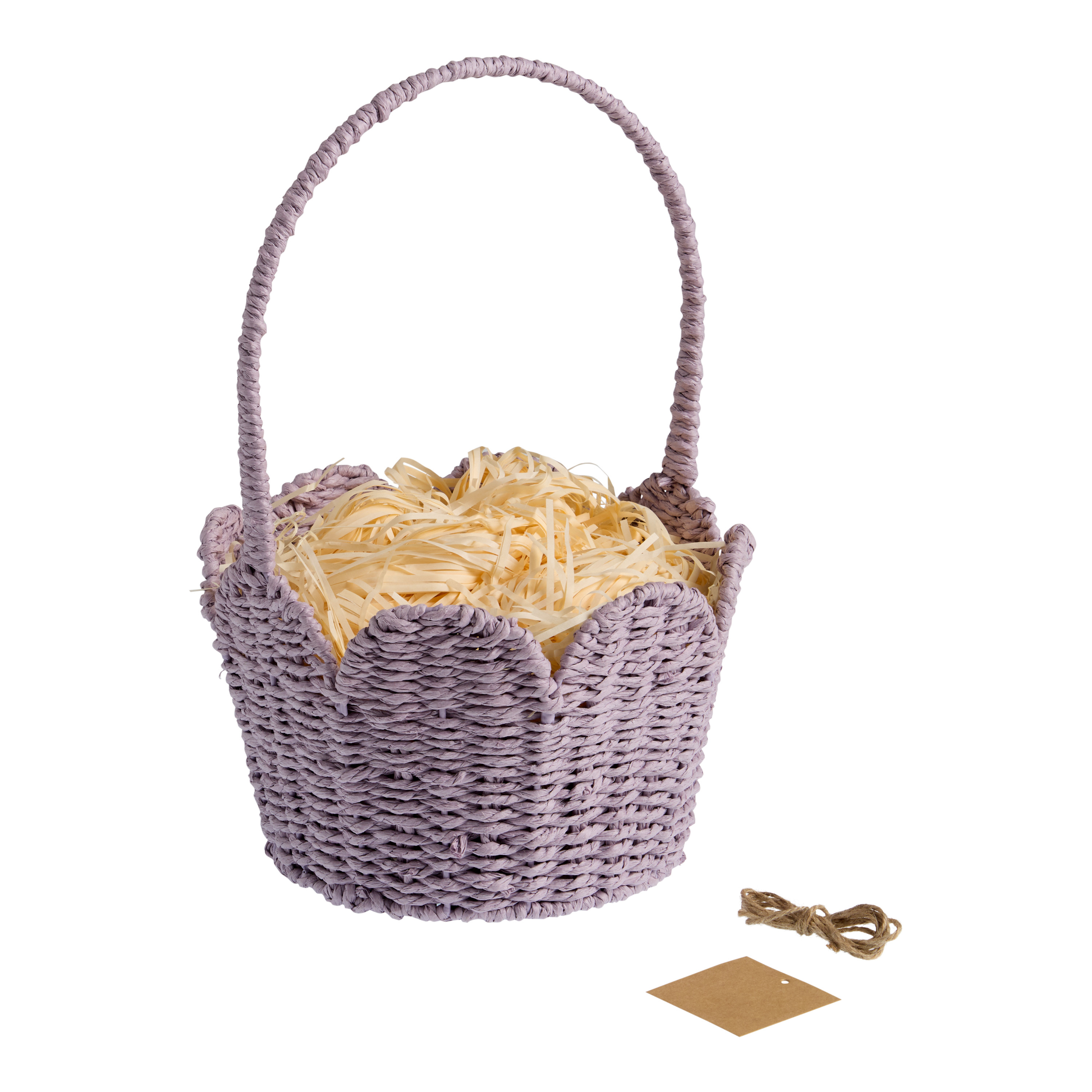 Round Scalloped Gift Basket Kit with Handle | World Market