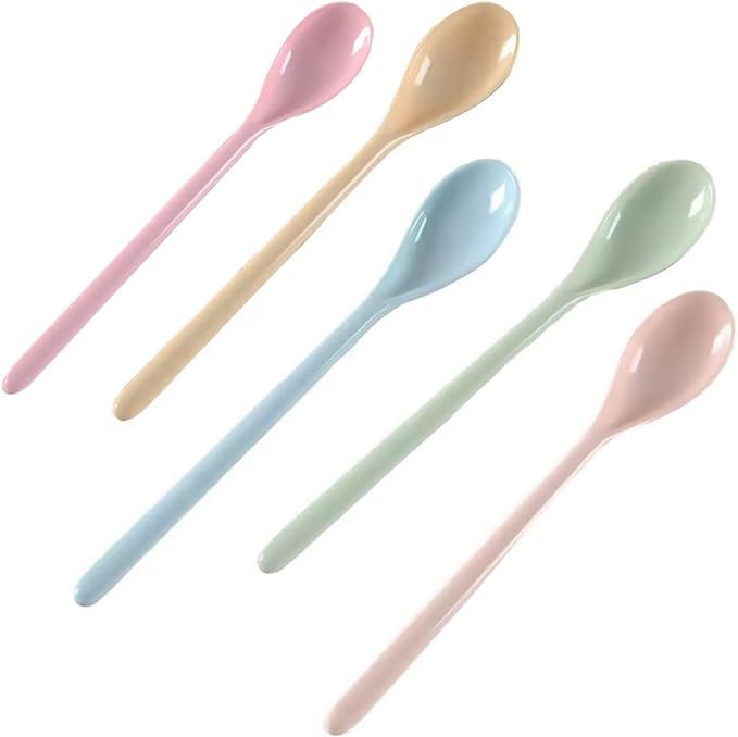 Dadamong 5Pcs Melamine Long Handle Mixing Spoon 7.2 Inch, Coffee Spoons Colorful Plastic Latte Ma... | Amazon (US)