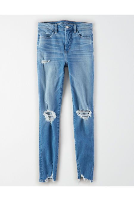 AE The Dream Jean Super High-Waisted Jegging Women's Easy Breezy Blue 4 Short | American Eagle Outfitters (US & CA)