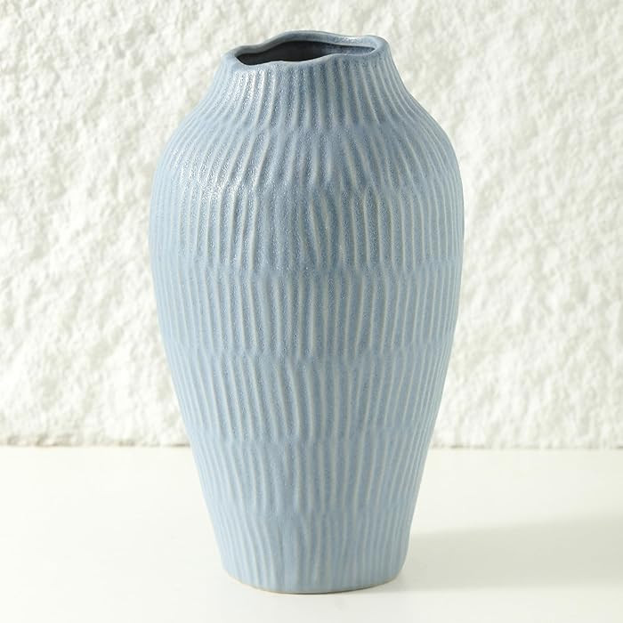 Ceramic Vase for Home Decor,11.6 Inch Flower Vases，Decorative Blue Vase for Pampas Grass，Mode... | Amazon (US)