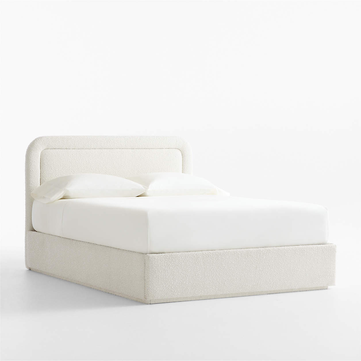 Mira Cream Boucle Upholstered Kids Full Storage Bed | Crate & Kids | Crate & Barrel