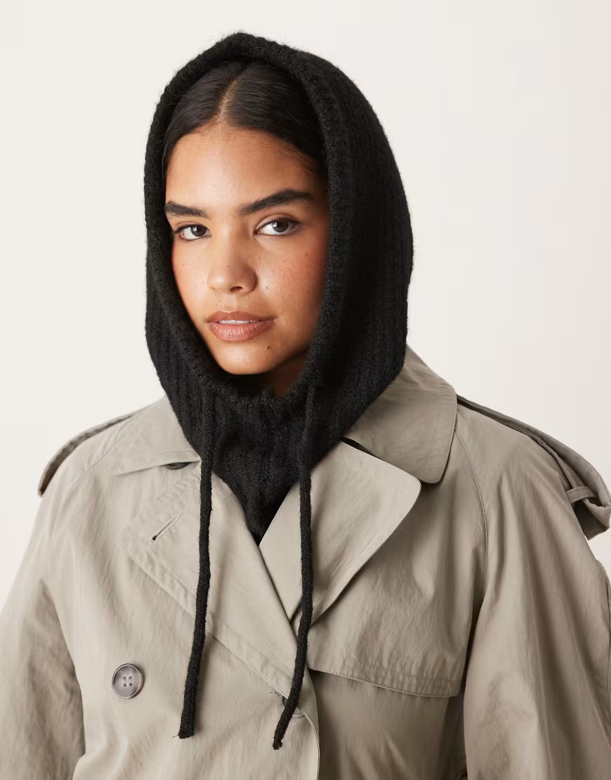 Gina Tricot knitted slouchy balaclava hood in black | ASOS (Global)