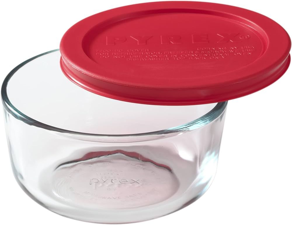 Pyrex Simply Store 2-Cup Single Glass Food Storage Container with Lid, Non-Pourous Round Meal Pre... | Amazon (US)