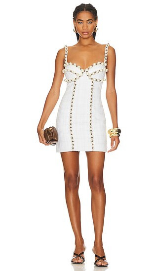 Pearl Beaded Mini Dress in Cream | Revolve Clothing (Global)