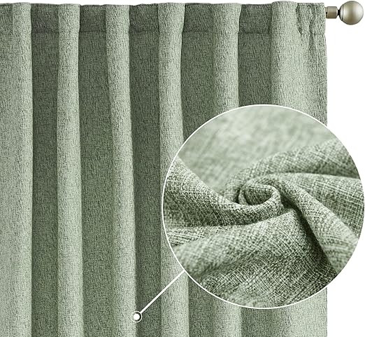 jinchan Curtains for Living Room Faux Linen Curtains Heathered Burlap Farmhouse Curtains 2 Panels... | Amazon (US)