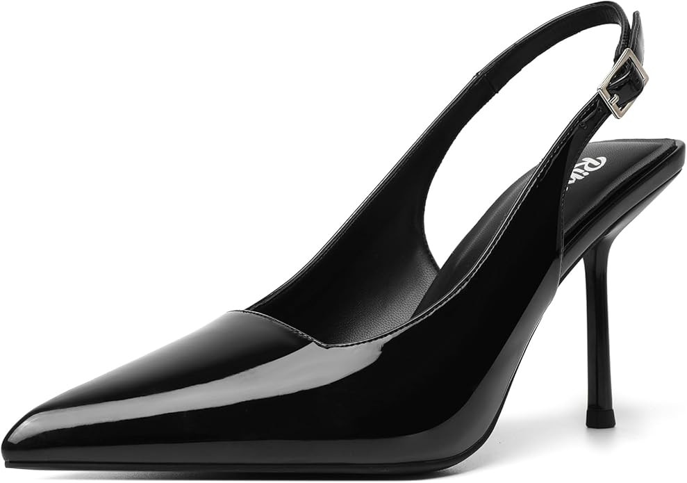RIBONGZ Sexy Slingback Pumps Elegant Dressy Heels for Women Closed Toe Pointy High Heels Wedding ... | Amazon (US)
