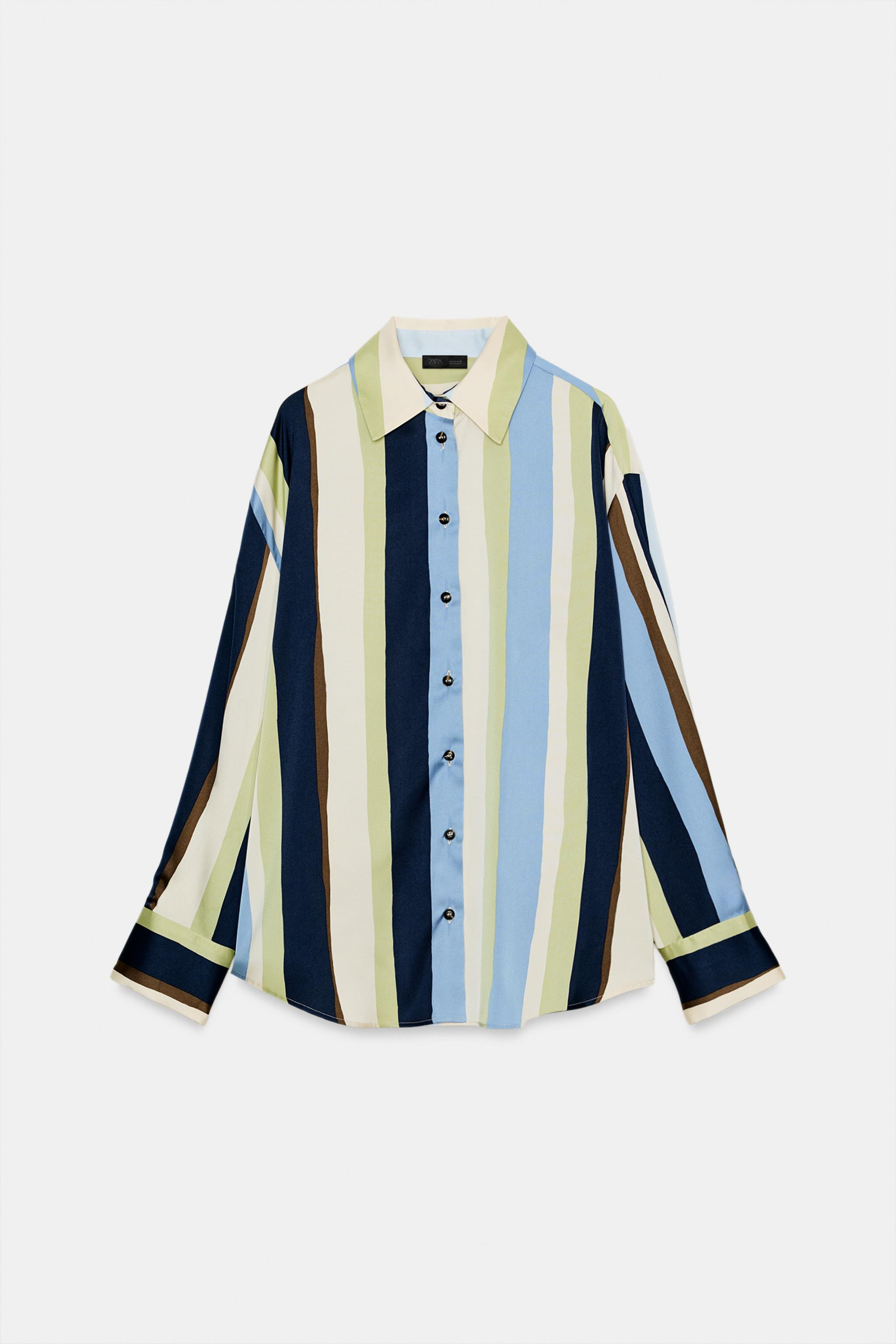 STRIPED SATIN EFFECT SHIRT | Zara US